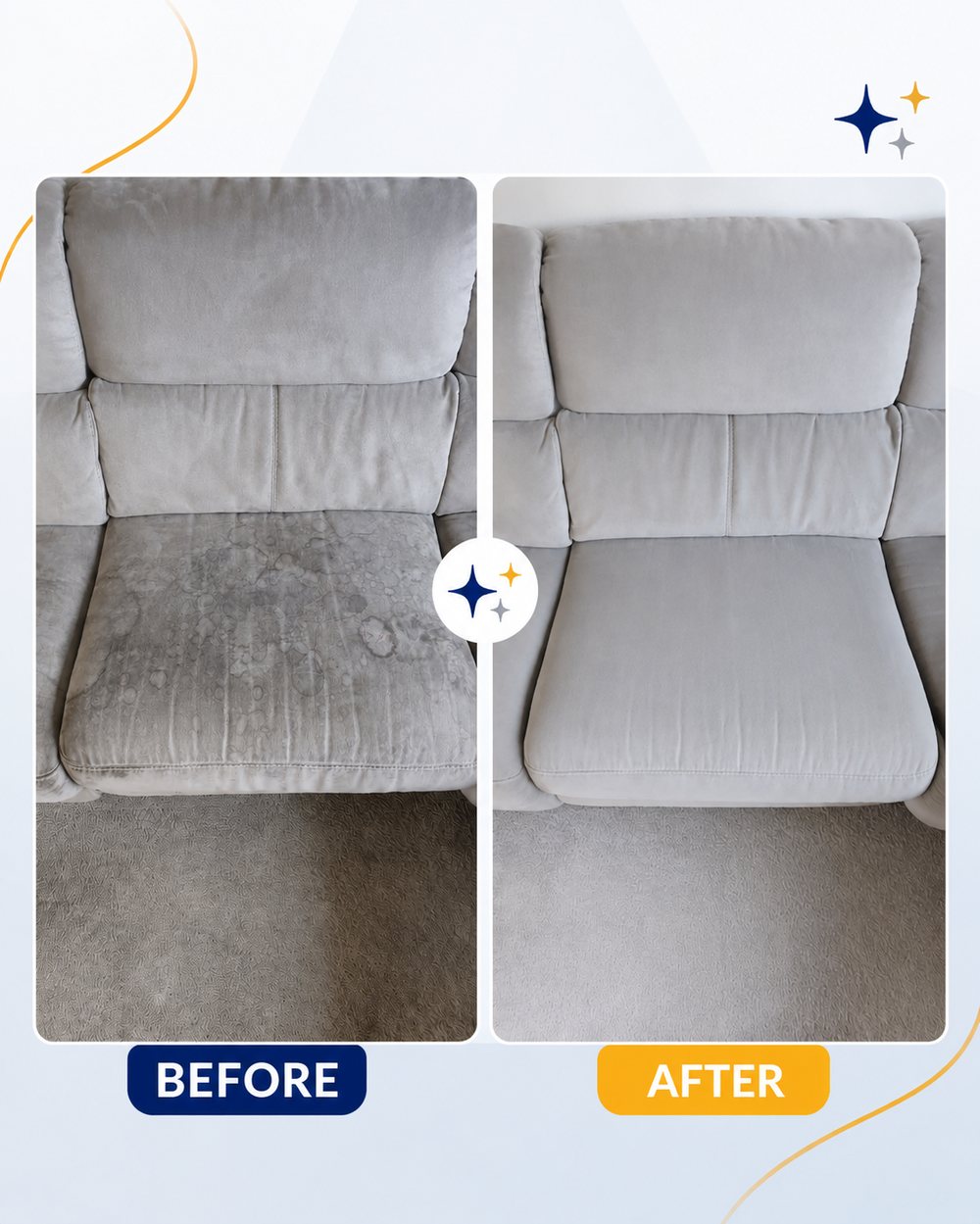Sofa cleaning before and after — Denver
