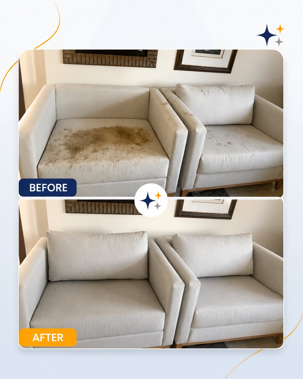 Couch deep cleaning before and after