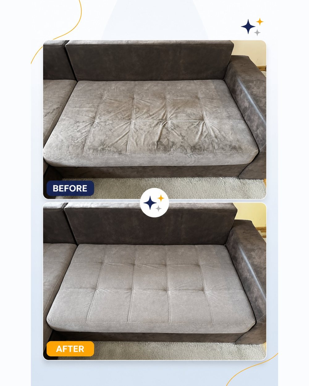Microfiber sofa stain removal before and after