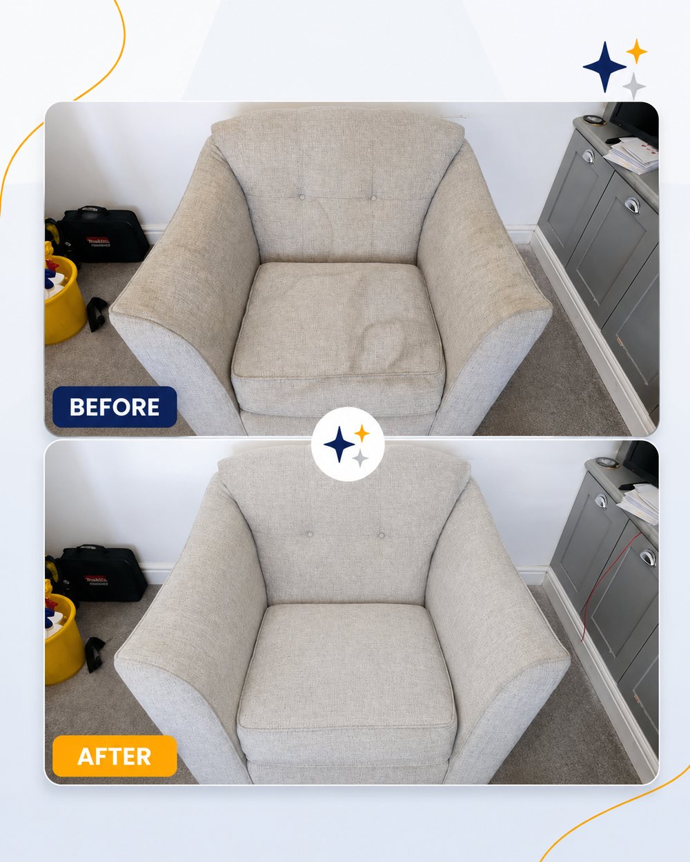 Sectional sleeper sofa cleaning before and after