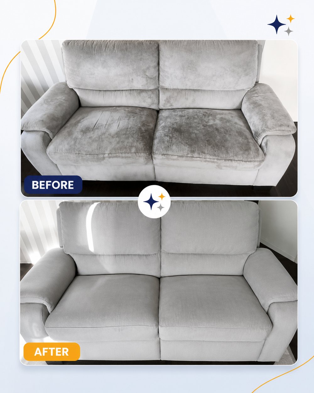 Armchair deep cleaning before and after