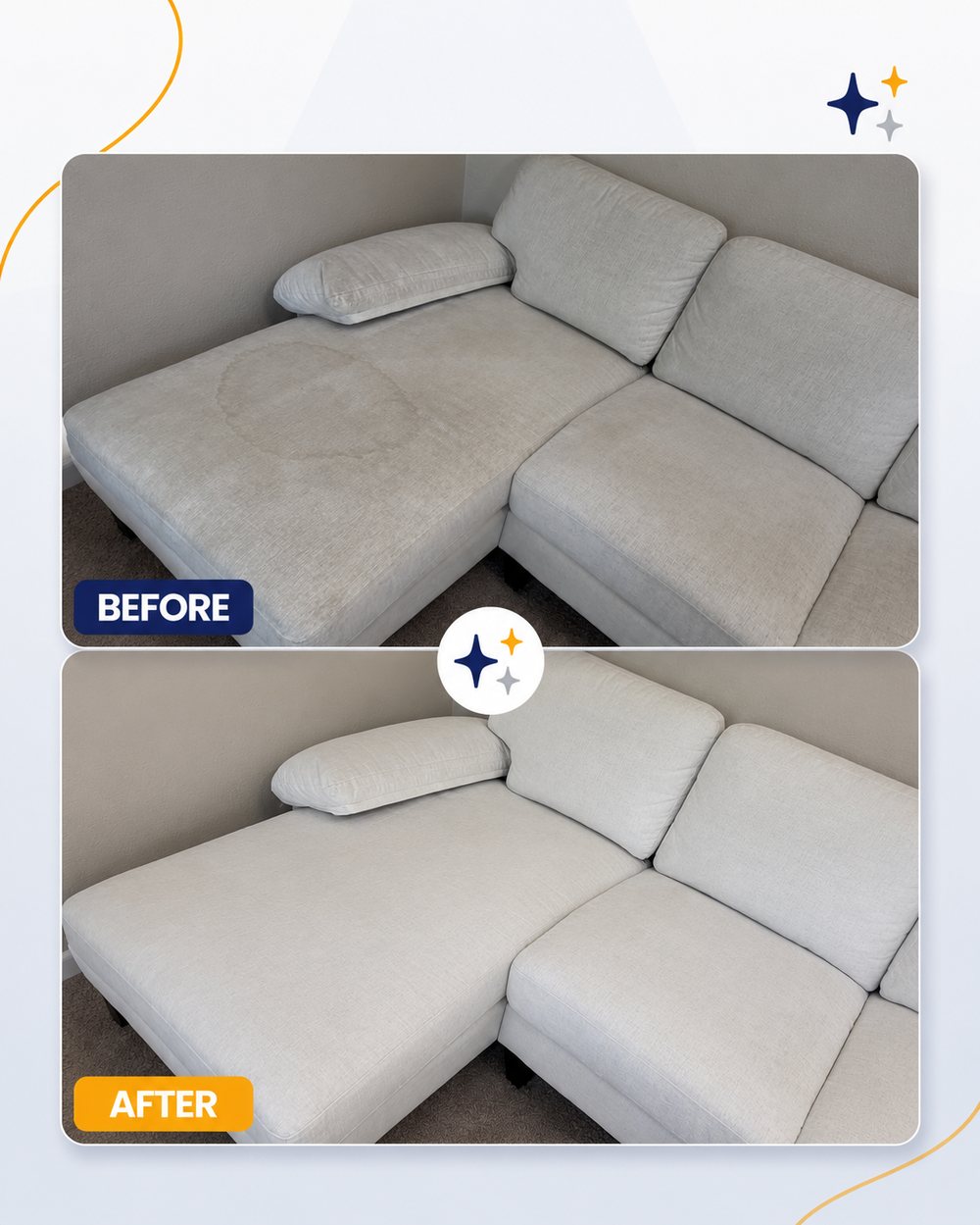 Loveseat upholstery cleaning before and after